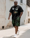 Big & Tall Graphic Graffiti T-Shirt Shorts Set for big men view 1