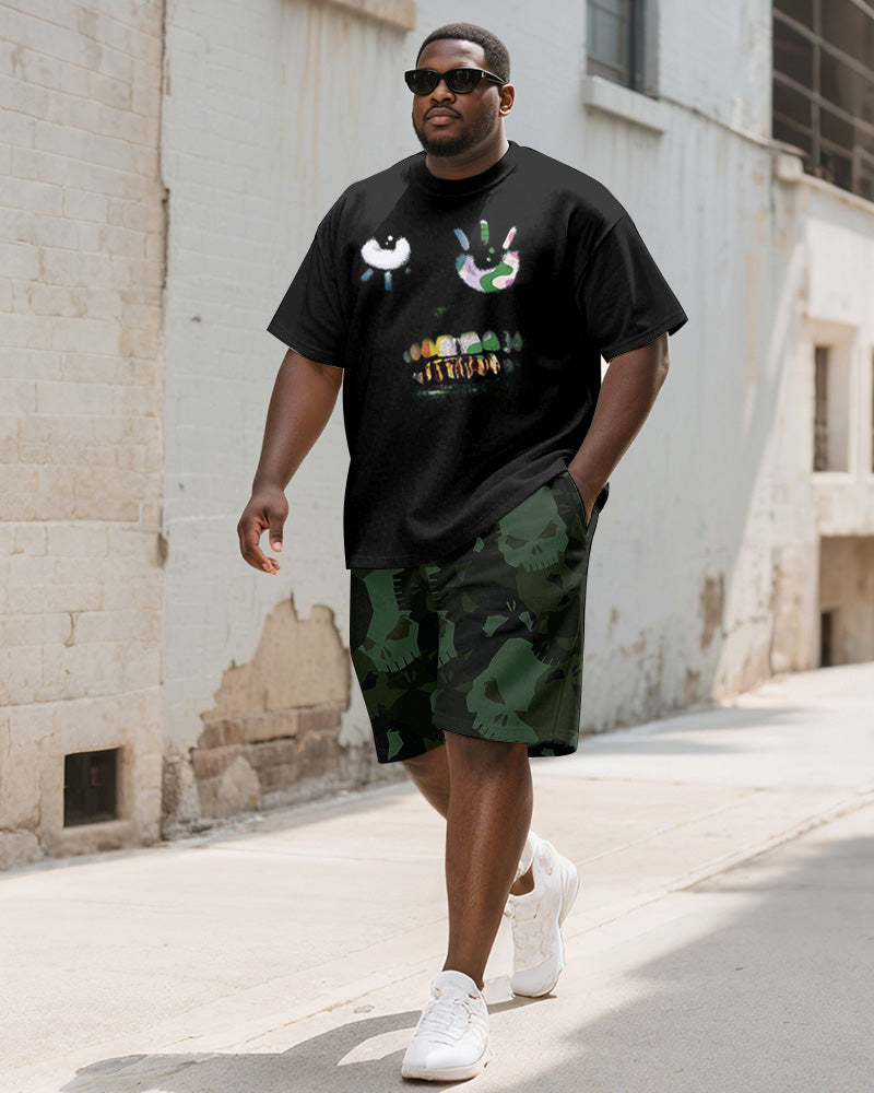 Big & Tall Graphic Graffiti T-Shirt Shorts Set for big men view 1