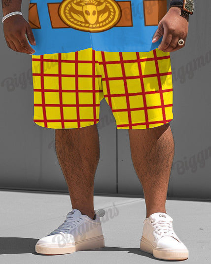 Big & Tall Western Graphic T-Shirt Shorts Set for big men view 3