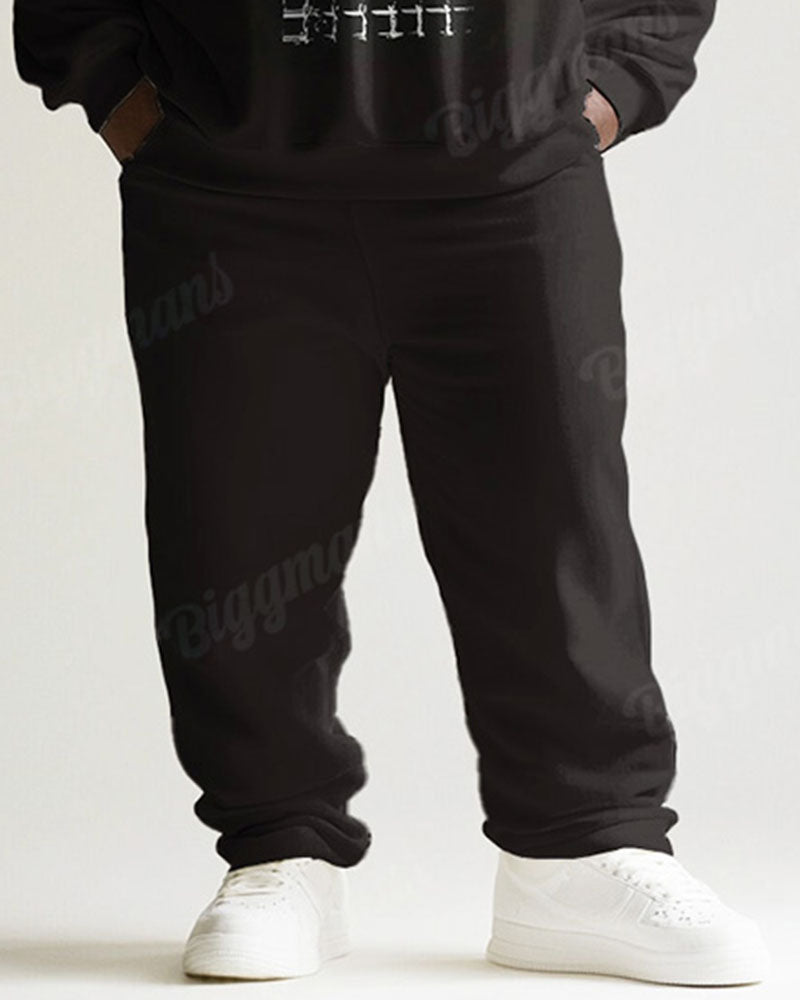 Big & Tall Black Graphic Two-piece Set for big men view 3
