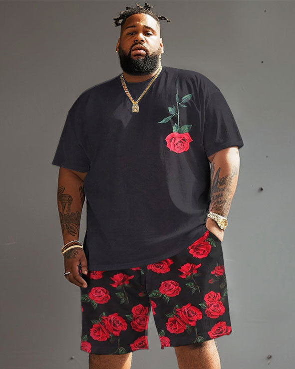 Big & Tall Graphic Streetwear T-Shirt Shorts Set for big men view 1