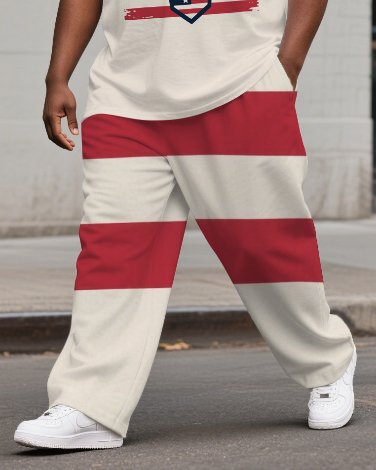 Big & Tall Colorblock Striped T-Shirt Pants Set for big men view 3