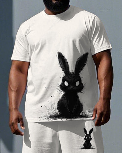 Big & Tall Graphic T-Shirt Shorts Set for big men view 2