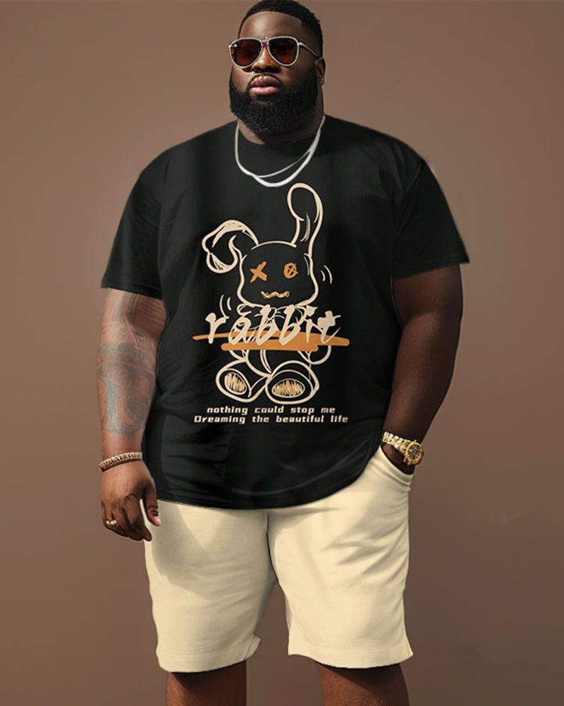 Big & Tall Graphic Graffiti T-Shirt Shorts Set for big men view 1