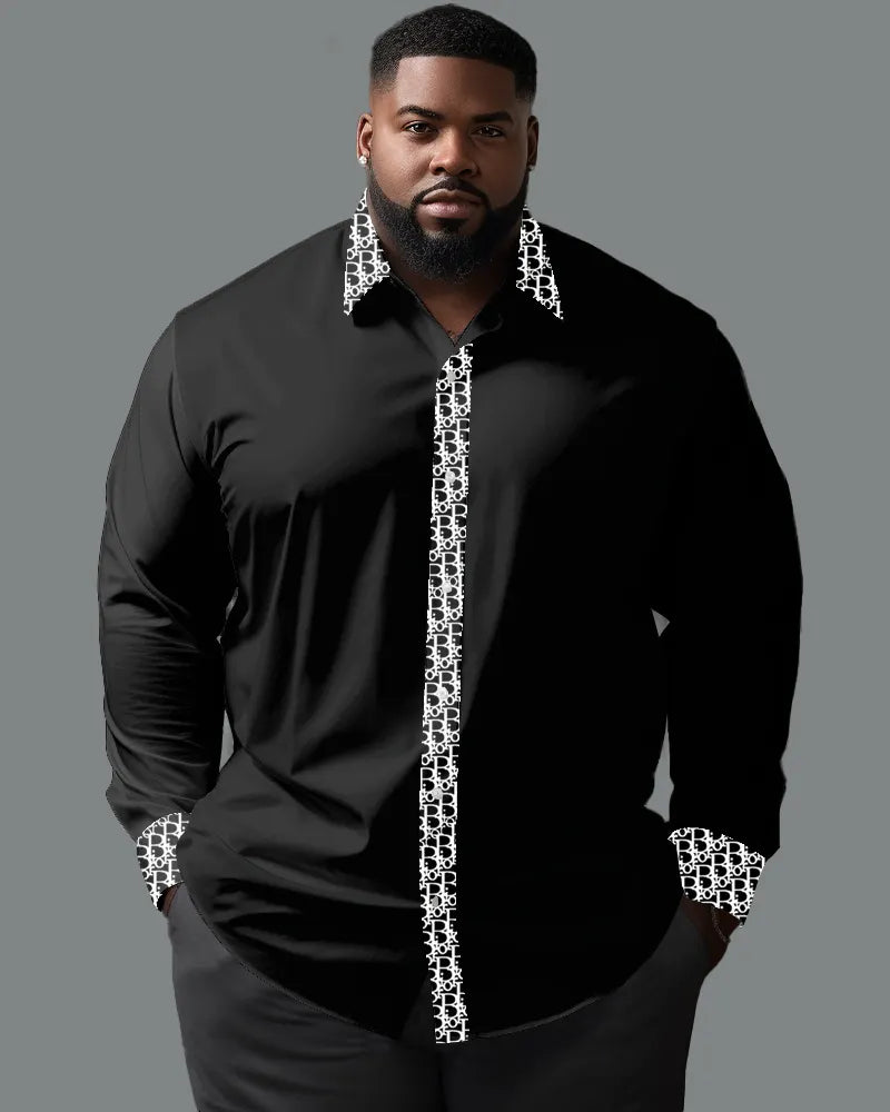 Big & Tall Patchwork Long Sleeve Shirt for big men view 1