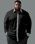 Big & Tall Patchwork Long Sleeve Shirt for big men view 1