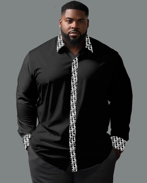 Big & Tall Patchwork Long Sleeve Shirt for big men view 1