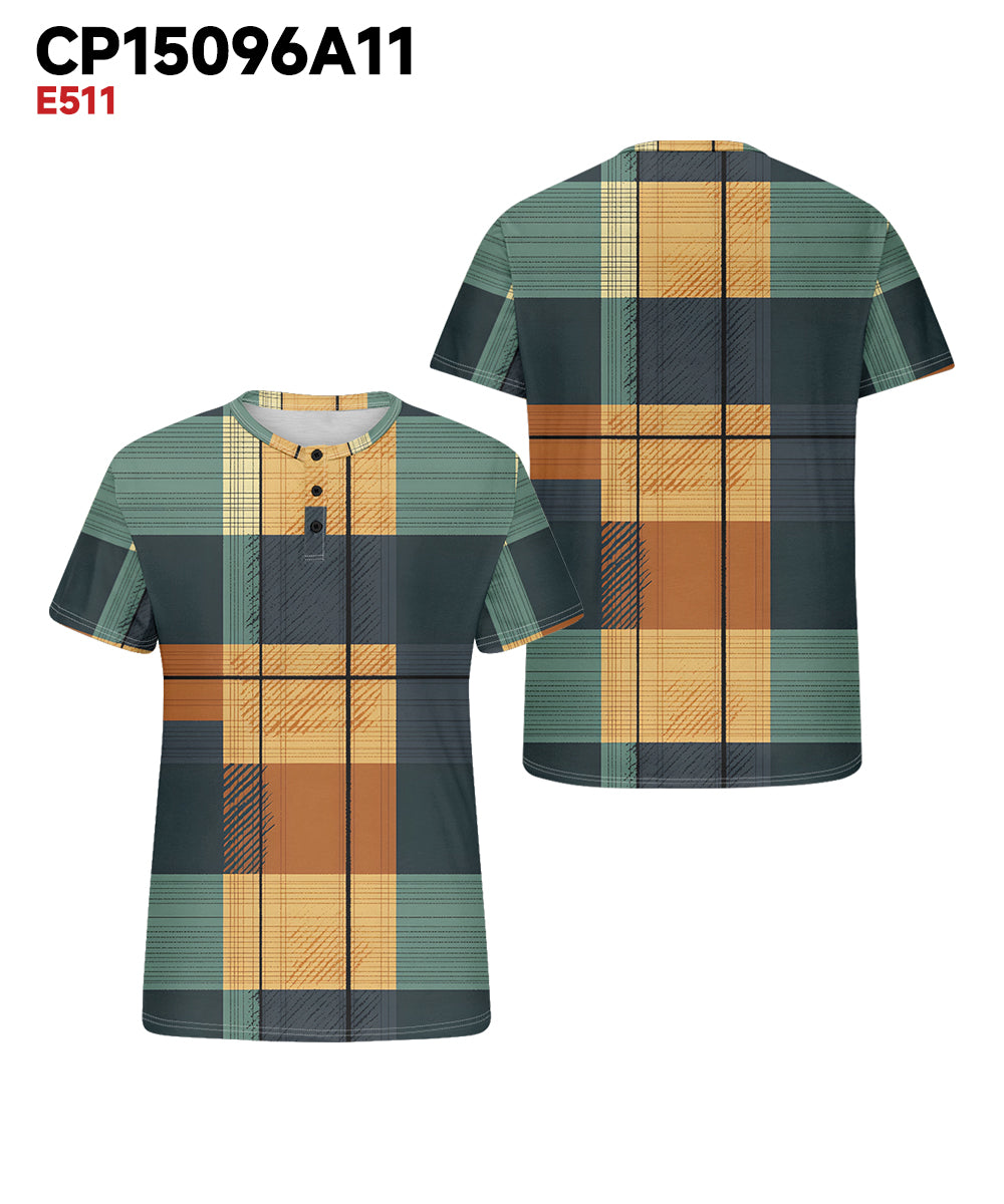 Big & Tall Green Yellow Geometric T-Shirt for big men view 3