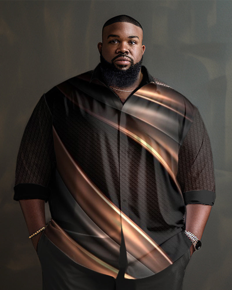 Big & Tall Black Gradient Shirt Pants Set for big men view 2