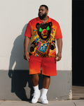 Big & Tall Gradient Polo Shorts Set for big men view 1