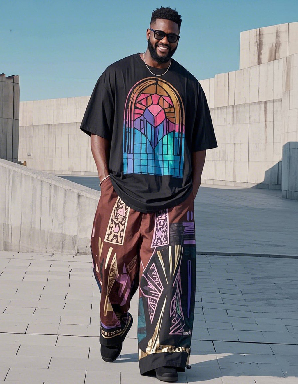 Big & Tall Streetwear T-Shirt Pants Set for big men view 1
