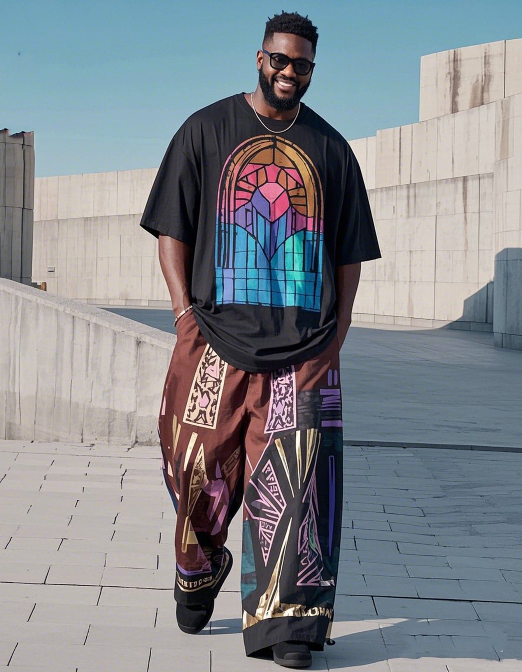 Big & Tall Streetwear T-Shirt Pants Set for big men view 1