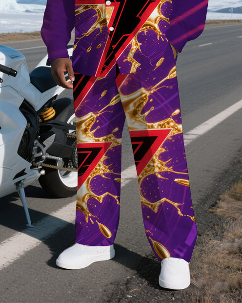 Big & Tall Geometric T-Shirt Pants Set for big men view 3