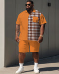 Big & Tall Orange Plaid Graphic Jeans for big men view 2