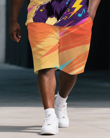 Big & Tall Streetwear Polo Shorts Set for big men view 3