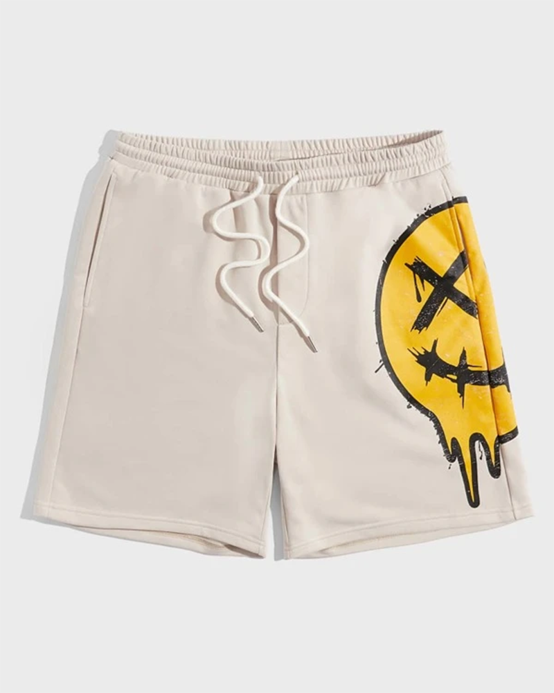 Big & Tall Graphic Smiley Streetwear Athletic Shorts for big men