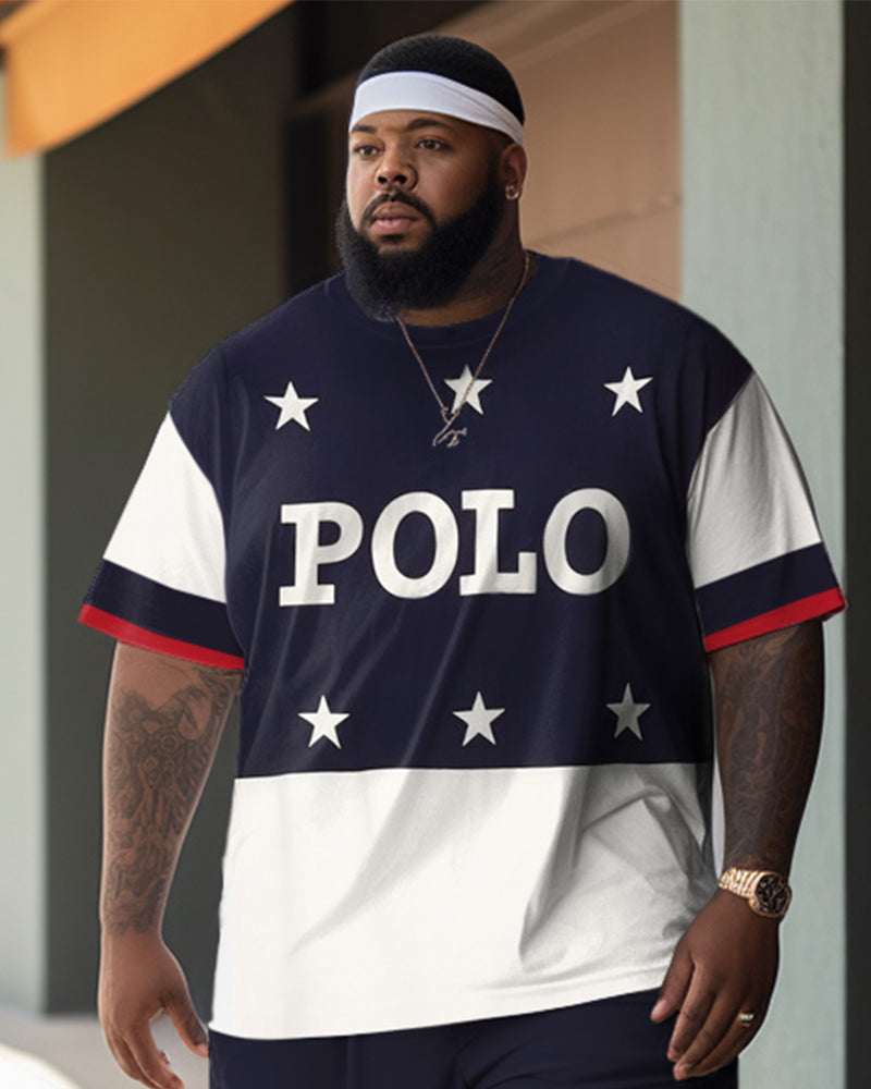 Big & Tall Colorblock Graphic Two-piece Set for big men view 2