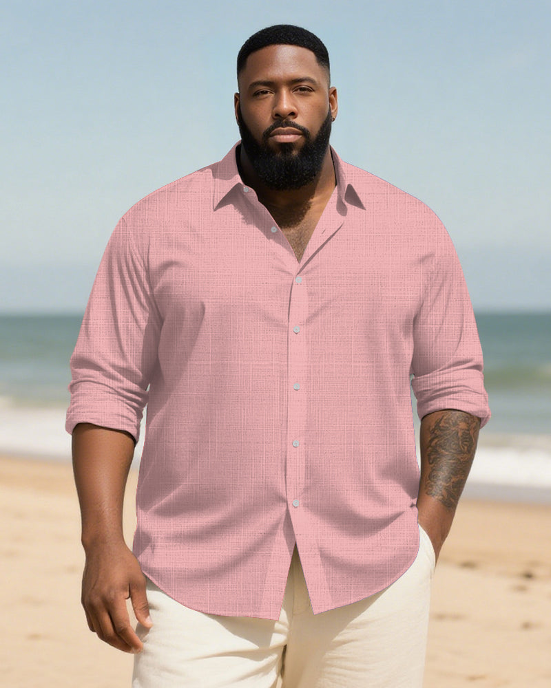 Big & Tall Patchwork Long Sleeve Shirt for big men view 4