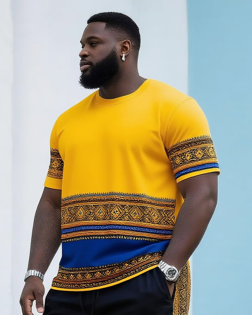 Big & Tall Streetwear Vintage T-Shirt Shorts Set for big men view 2