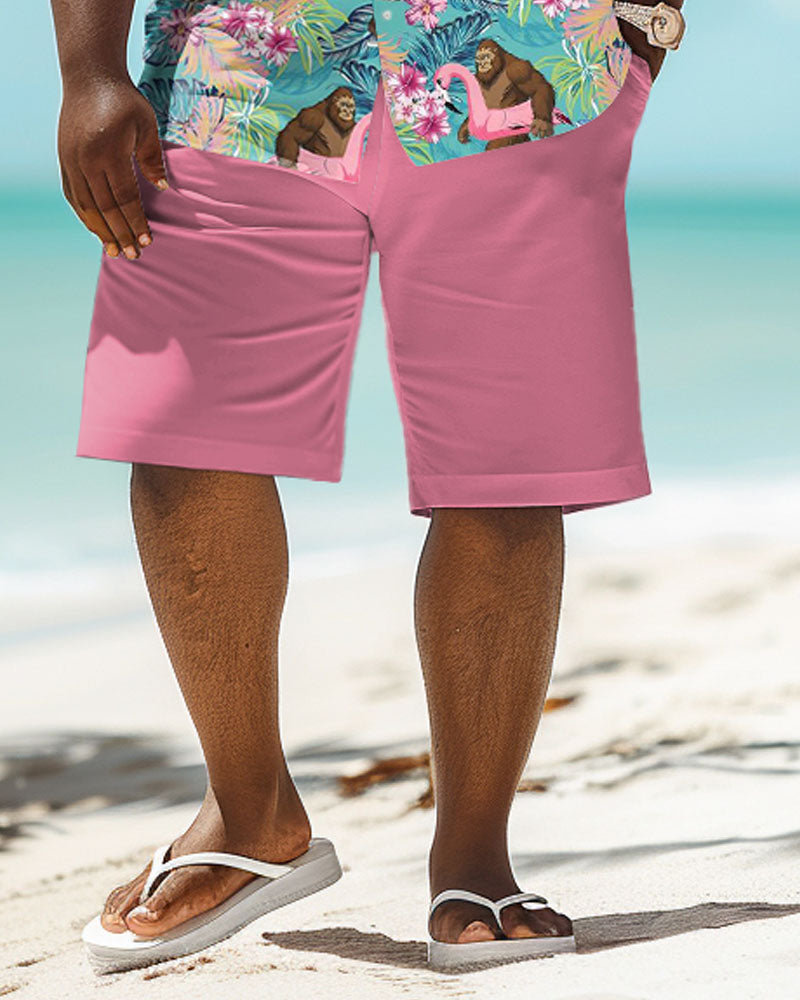 Big & Tall Hawaiian Graphic T-Shirt Shorts Set for big men view 4