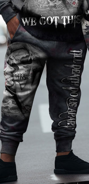 Big & Tall Skull Hoodie Sweatpants Set for big men view 4