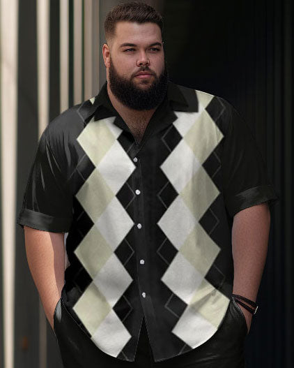 Big & Tall Geometric Plaid Business Casual Jeans for big men view 2