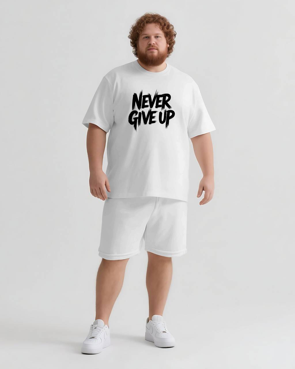 Big & Tall Graphic Streetwear T-Shirt Shorts Set for big men view 4