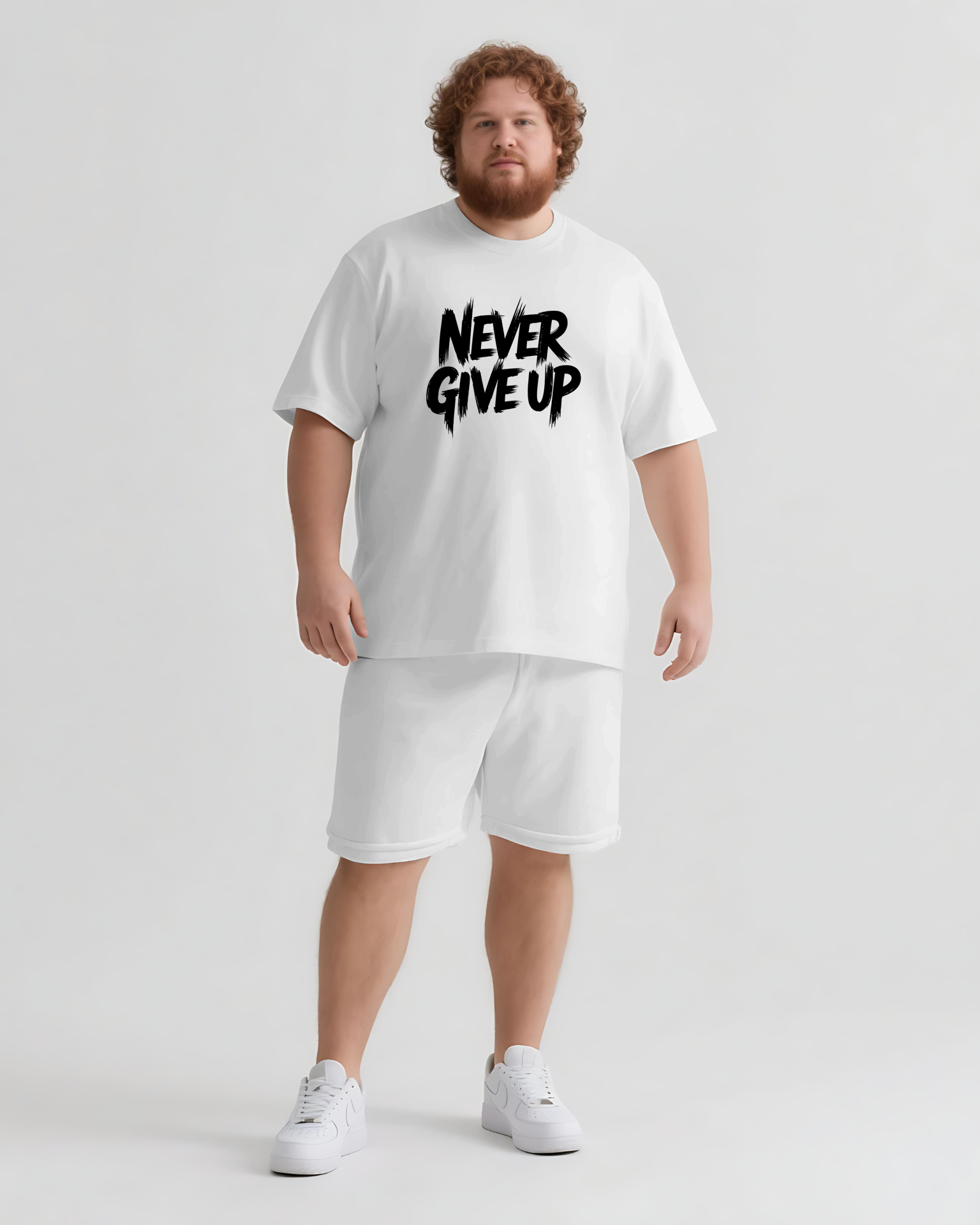 Big & Tall Graphic Streetwear T-Shirt Shorts Set for big men view 4