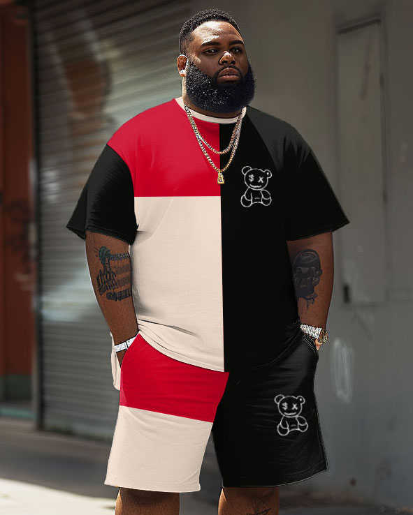 Big & Tall Colorblock Graphic T-Shirt Shorts Set for big men view 1