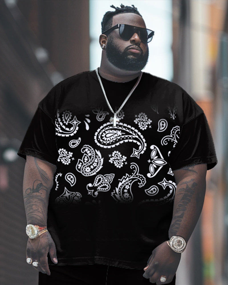 Big & Tall Graphic Floral T-Shirt Pants Set for big men view 2