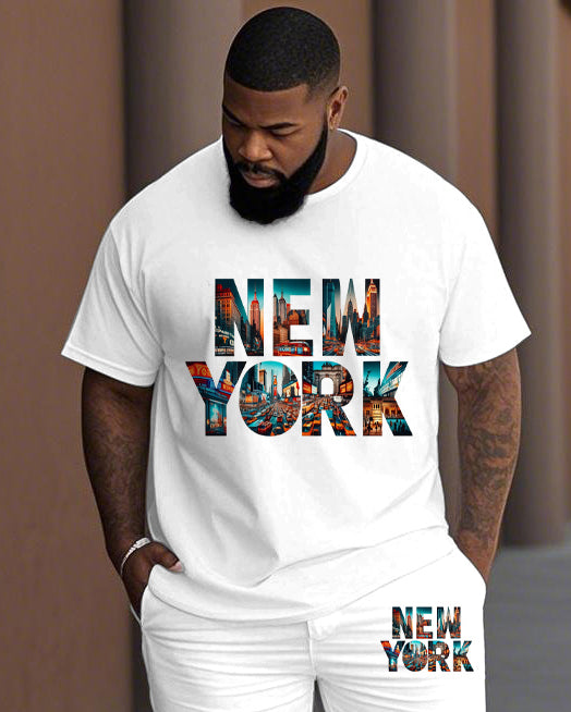 Big & Tall Graphic Streetwear T-Shirt Shorts Set for big men view 2