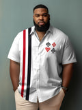 Big & Tall White Striped Graphic Short Sleeve Shirt for big men view 1
