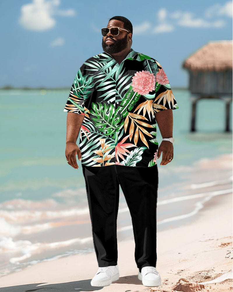 Big & Tall Hawaiian Graphic Floral Jeans for big men view 1