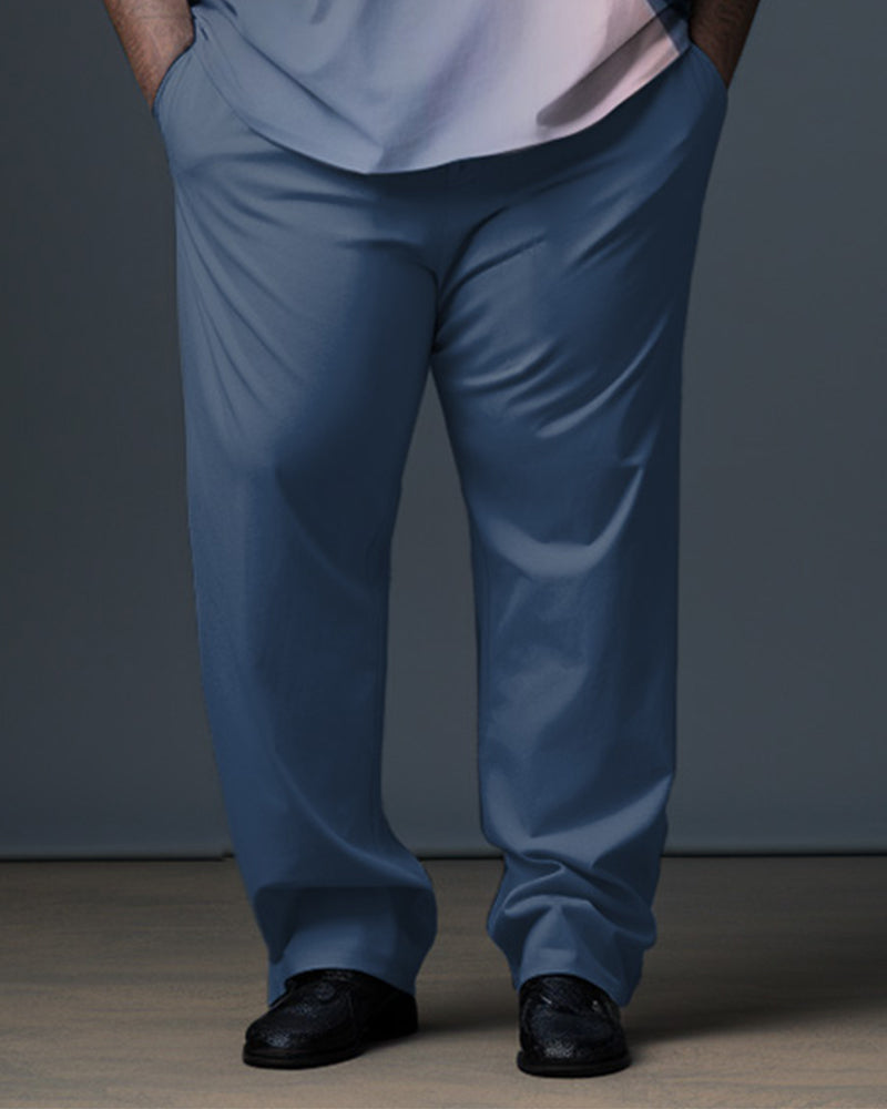 Big & Tall Blue Gradient Polo Pants Set for big men view 3