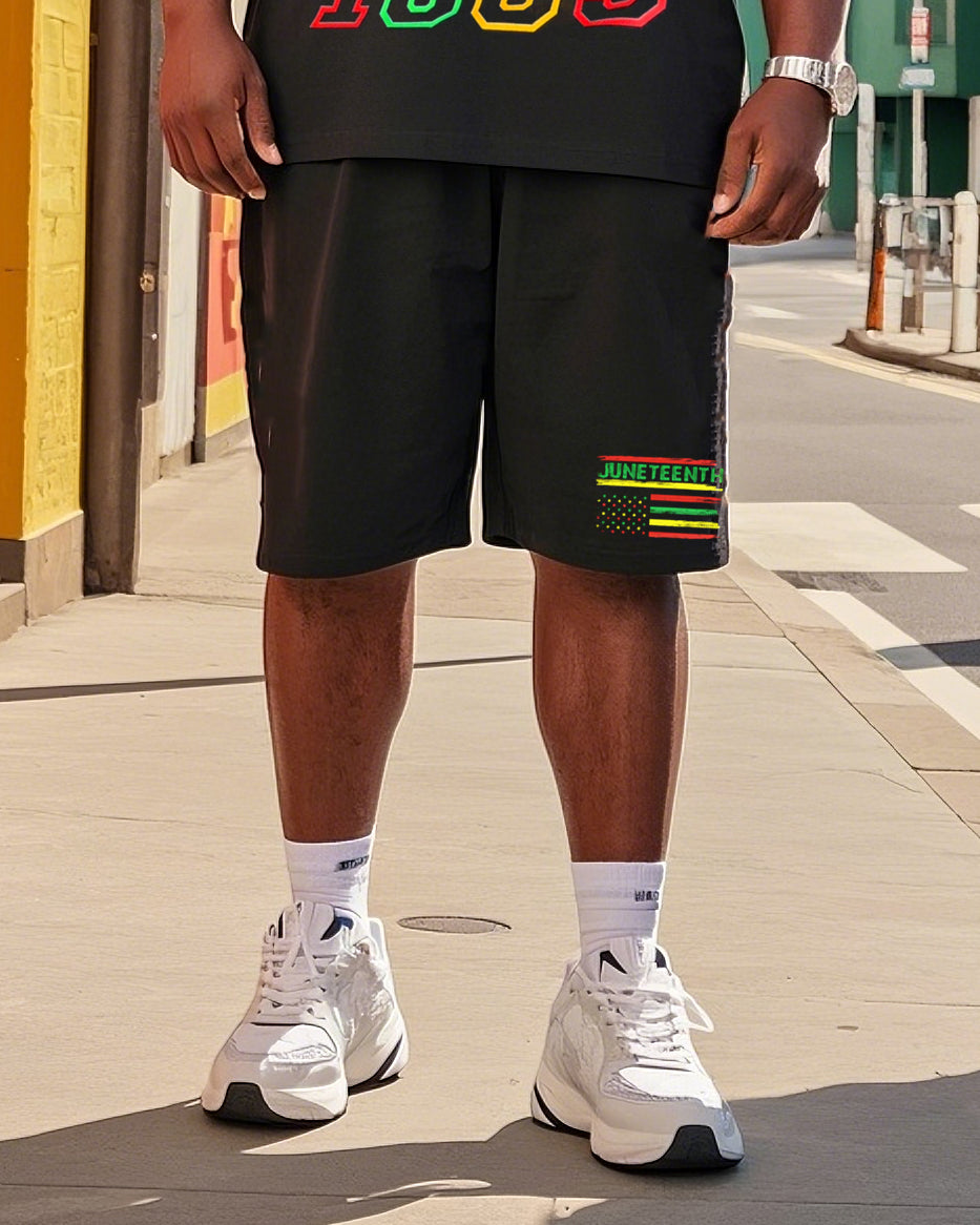Big & Tall Juneteenth T-Shirt Shorts Set for big men view 3