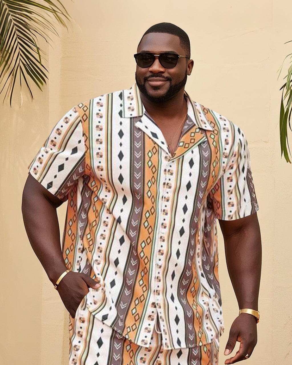 Big & Tall Colorblock T-Shirt Shorts Set for big men view 2