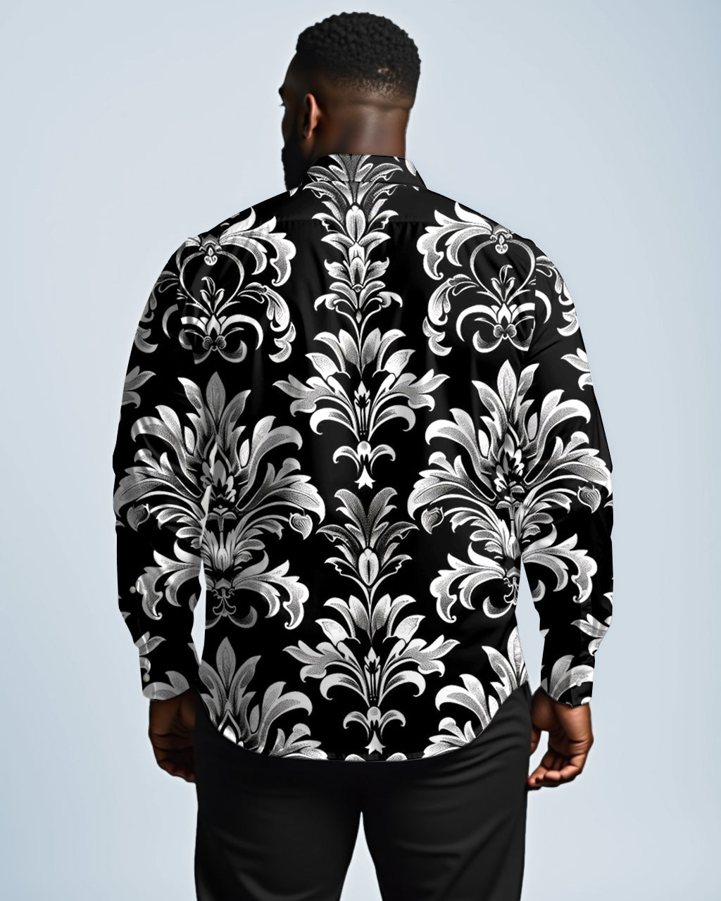 Big & Tall Floral Vintage Long Sleeve Shirt for big men view 2