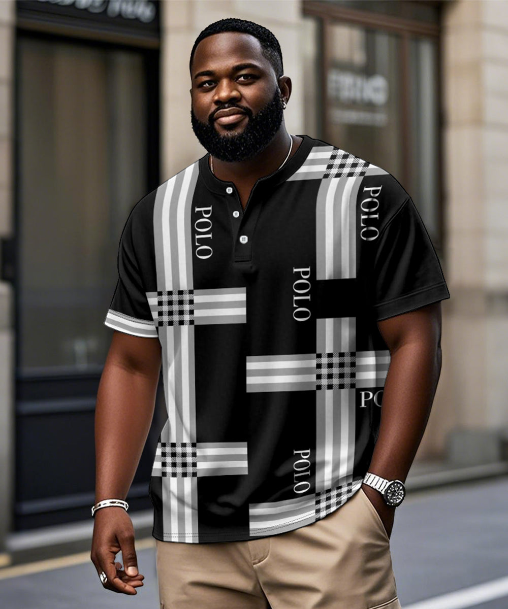 Big & Tall Black Striped Graphic T-Shirt for big men view 1