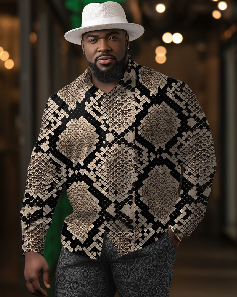 Big & Tall Colorblock Shirt Pants Set for big men