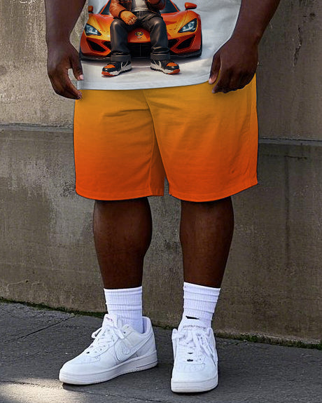 Big & Tall Gradient Athletic T-Shirt Shorts Set for big men view 3