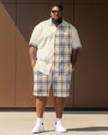 Big & Tall Plaid T-Shirt Shorts Set for big men view 1