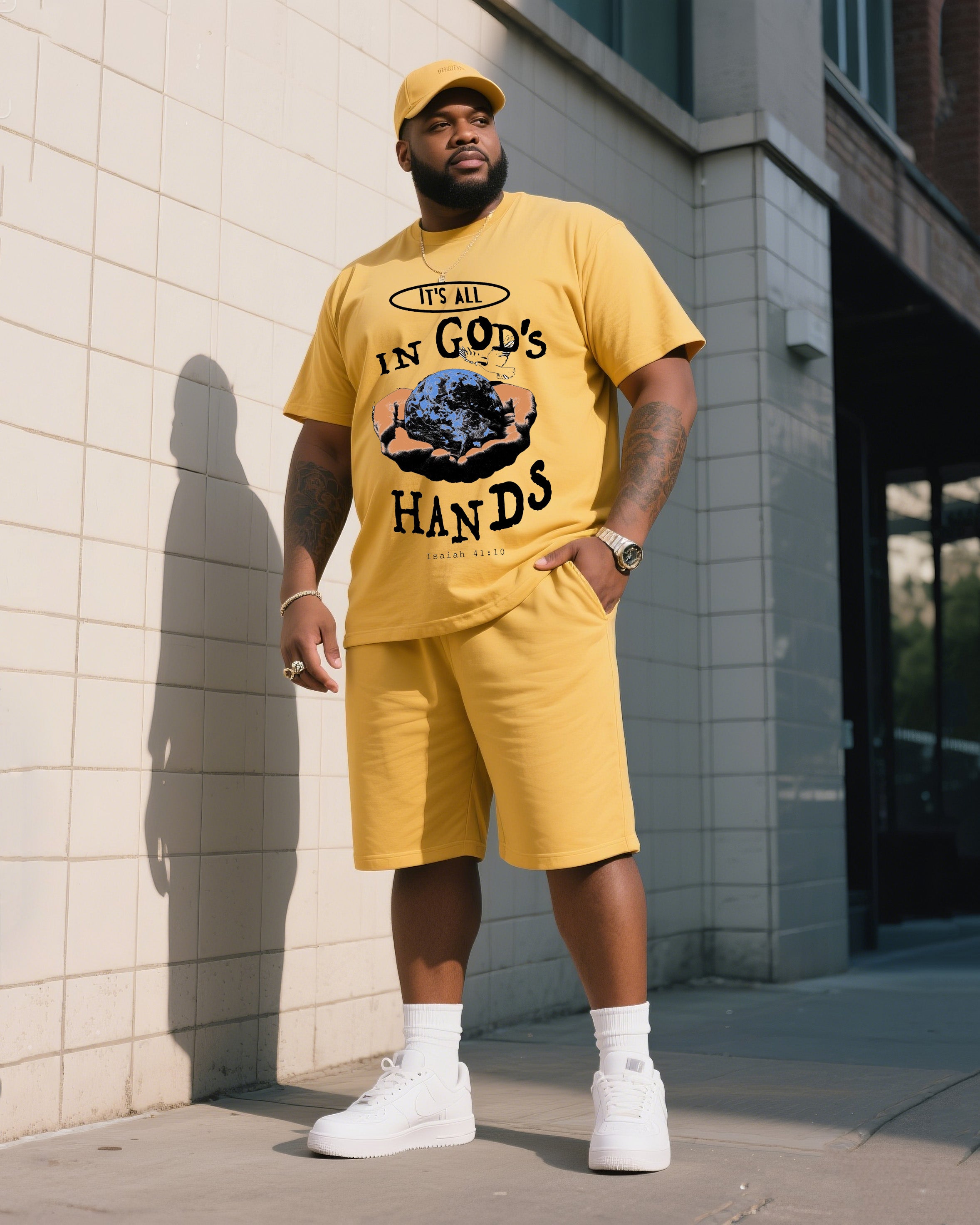 Big & Tall Graphic T-Shirt Shorts Set for big men view 3