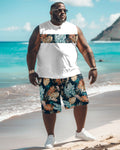 Big & Tall Hawaiian Floral Patchwork Two-piece Set for big men view 1