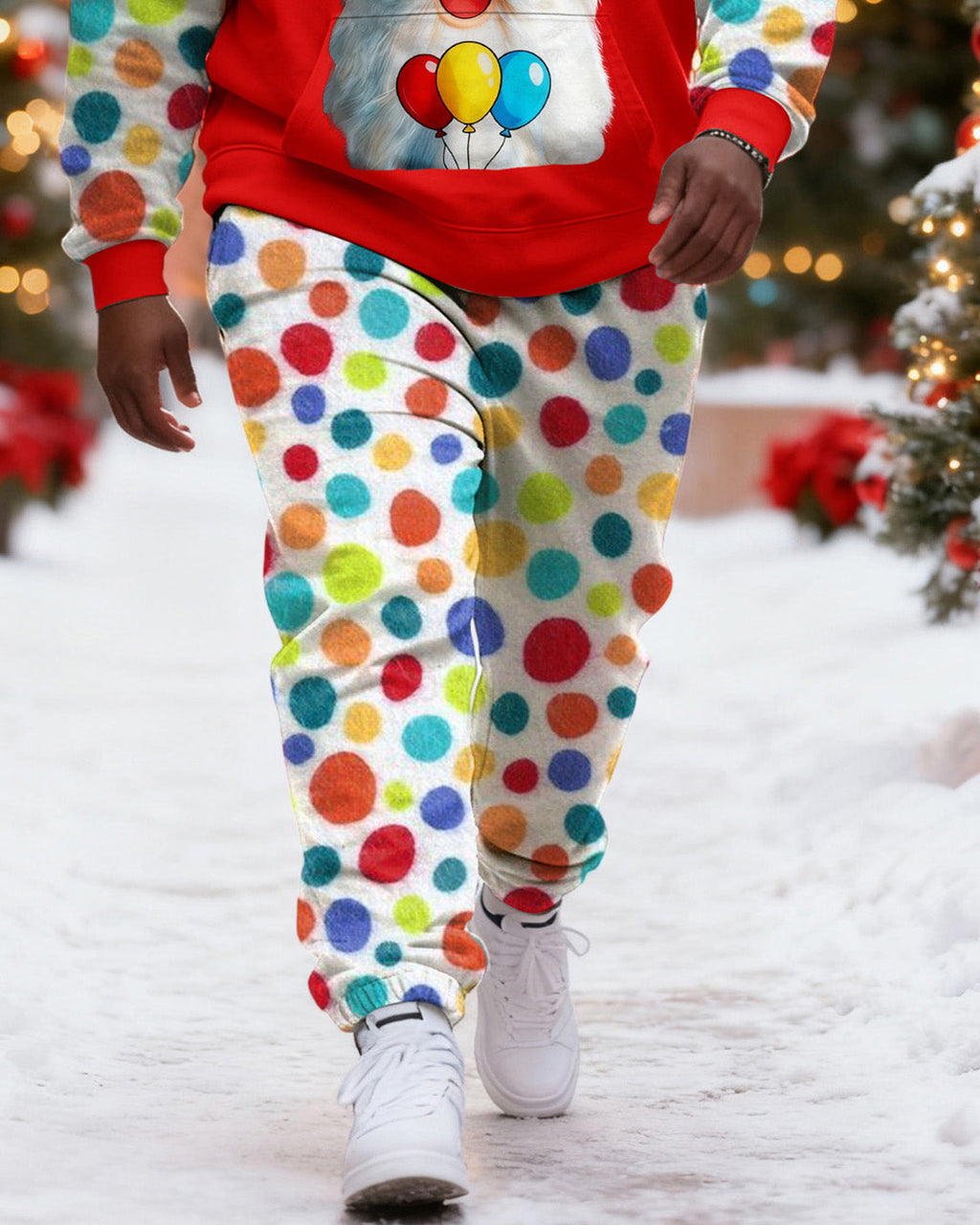 Big & Tall Graffiti Streetwear Hoodie Sweatpants Set for big men view 4