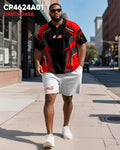 Big & Tall Geometric Graphic Athletic Polo Shorts Set for big men view 3
