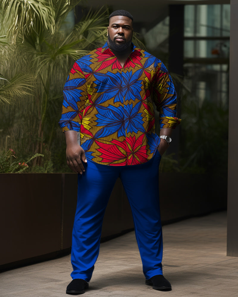 Big & Tall Blue Red Geometric Two-piece Set for big men view 1