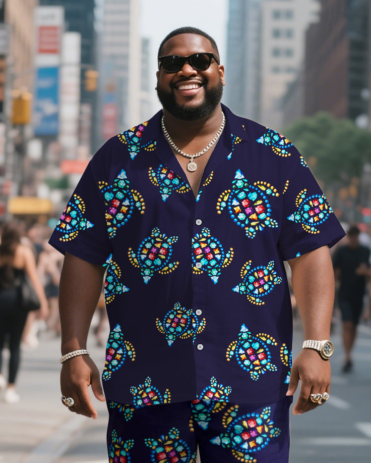Big & Tall Graphic T-Shirt Shorts Set for big men view 2