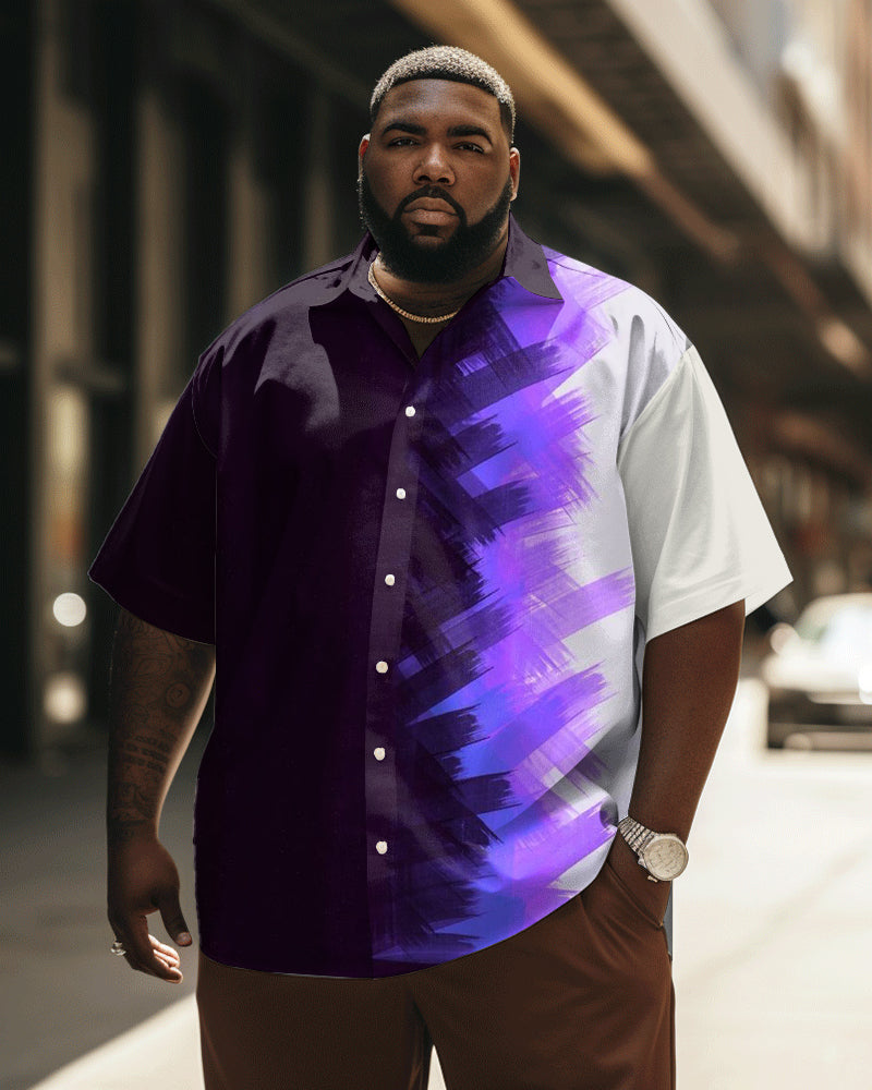 Big & Tall Gradient Geometric Short Sleeve Shirt for big men