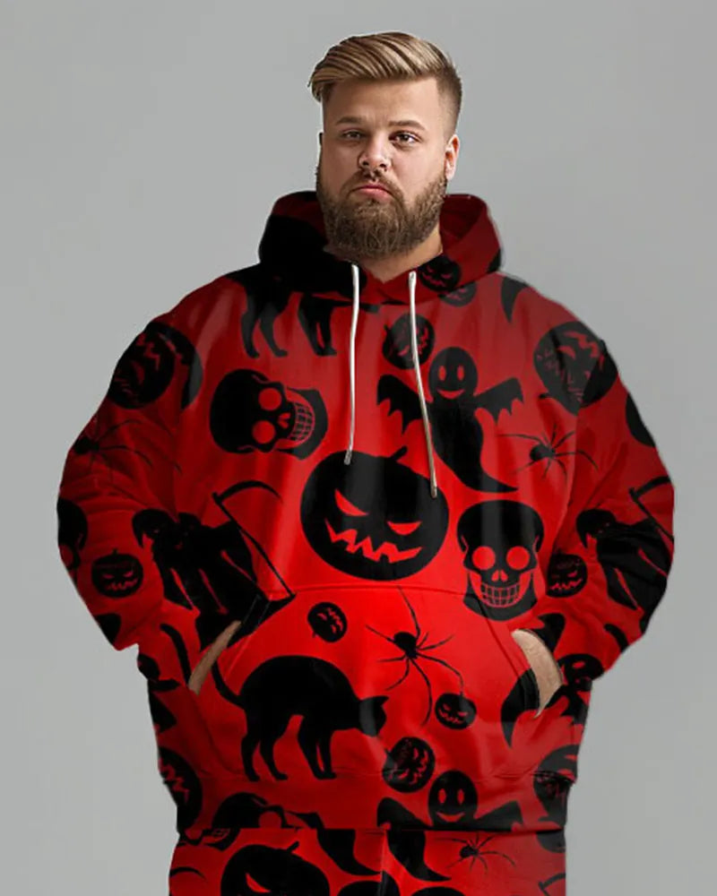 Big & Tall Graphic Skull Hoodie Sweatpants Set for big men view 2