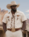 Big & Tall Western Denim Graphic Short Sleeve Shirt for big men